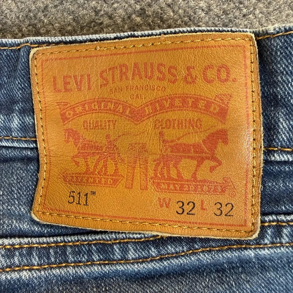 Levis 511 Slim Fit Selvedge Denim Jeans Blue Distressed 32x32 21948-0030 #3366
